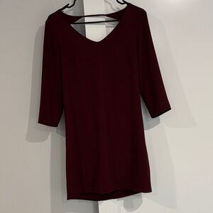 Elegant Long Sleeve Burgundy Dress